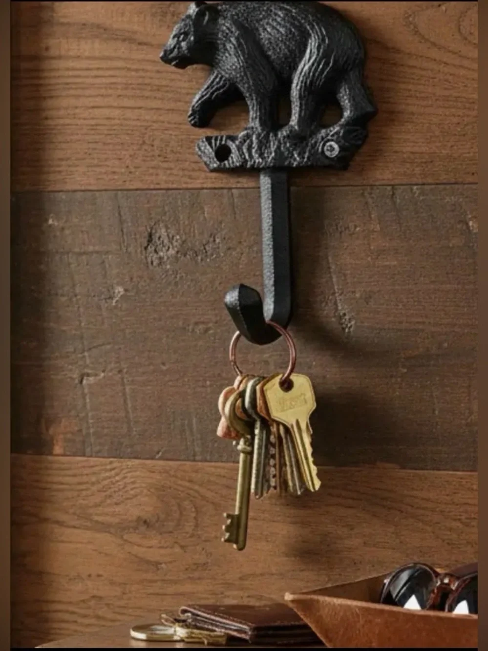 Black Bear Cast Iron Wall Hook - Rustic Home Accent—New